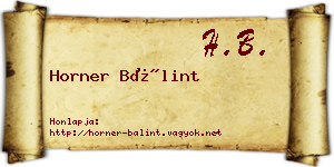 Horner Bálint névjegykártya